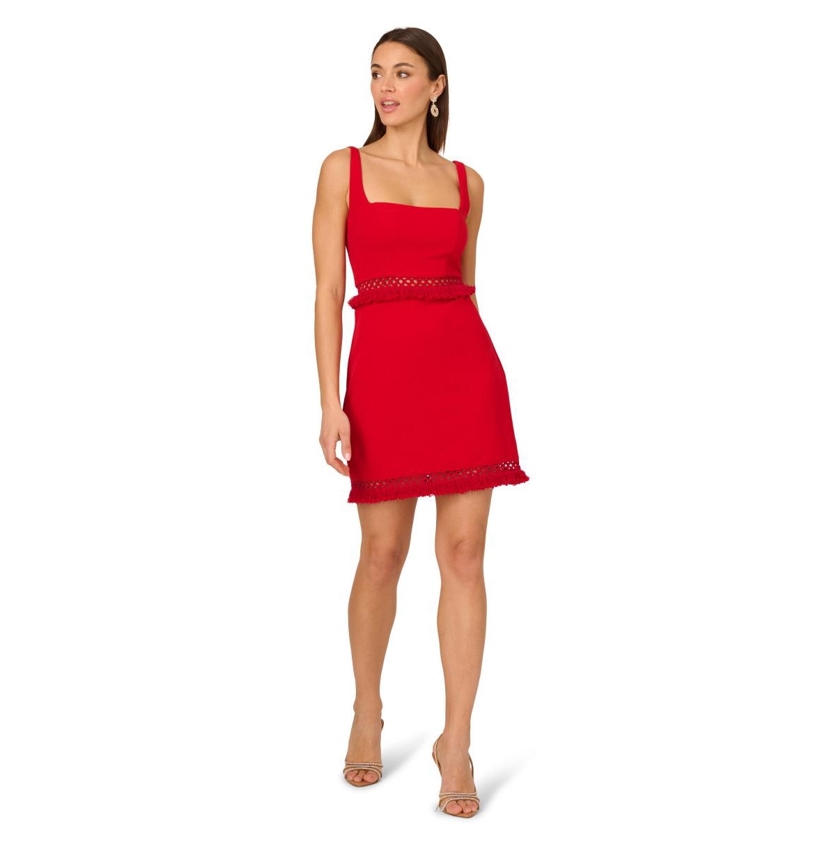 Women's Square-Neck Sheath Dress - Hot Pepper