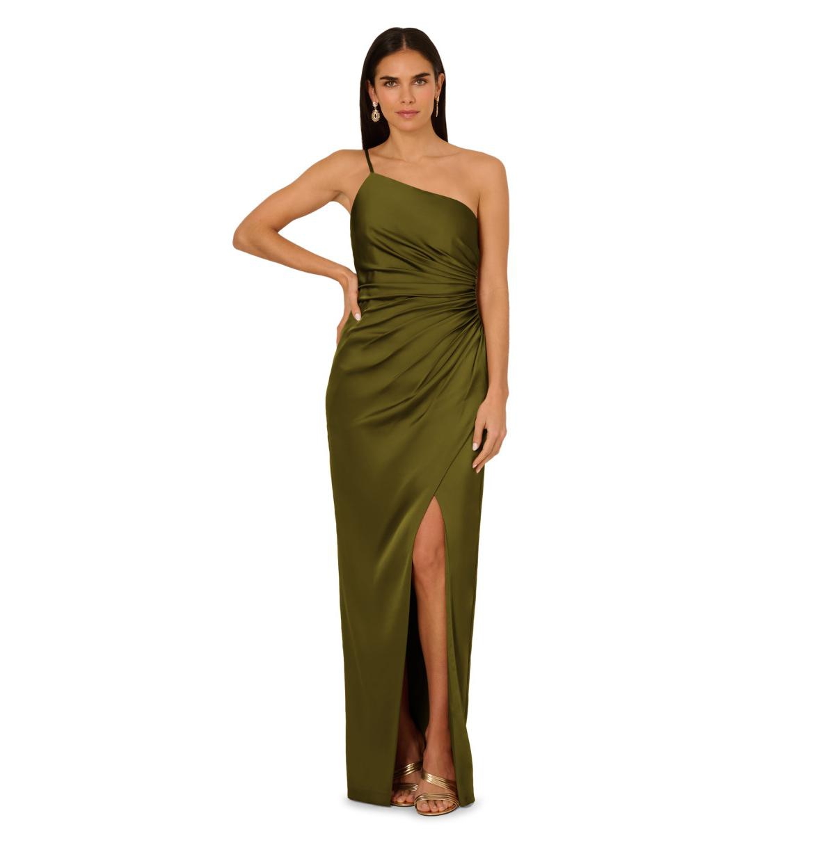 Women's One-Shoulder Gown - Jungle Olive