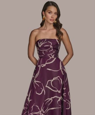 Women's Printed Strapless Gown