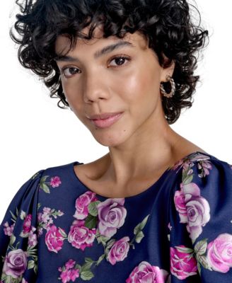 Women's Floral-Print Puff-Sleeve Sheath Dress