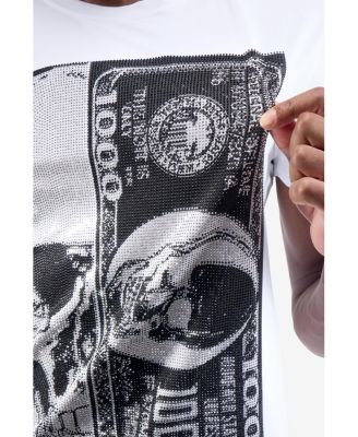 Men's Skull And Money Rhinestone Crew T-Shirt