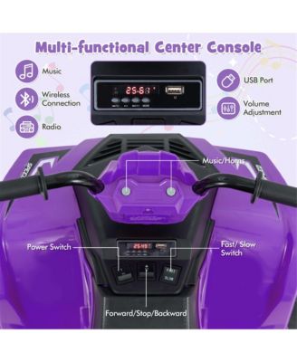 Kids Ride-On ATV 24V Battery Powered Electric Vehicle w/ Wireless Connection Music Radio LED Lights