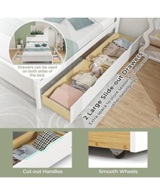 DF, Engineered WoodFull Size Wooden Bed Frame w/ 2 Storage Drawers & Under-bed Storage