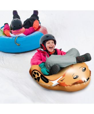 Winter Single Rider Snow Tube, 44" Inflatable Animal Sled, Outdoor Snow Toys with Two Handle