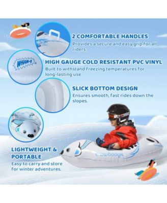 Winter Single Rider Snow Tube, 44" Inflatable Animal Sled, Outdoor Snow Toys with Two Handle