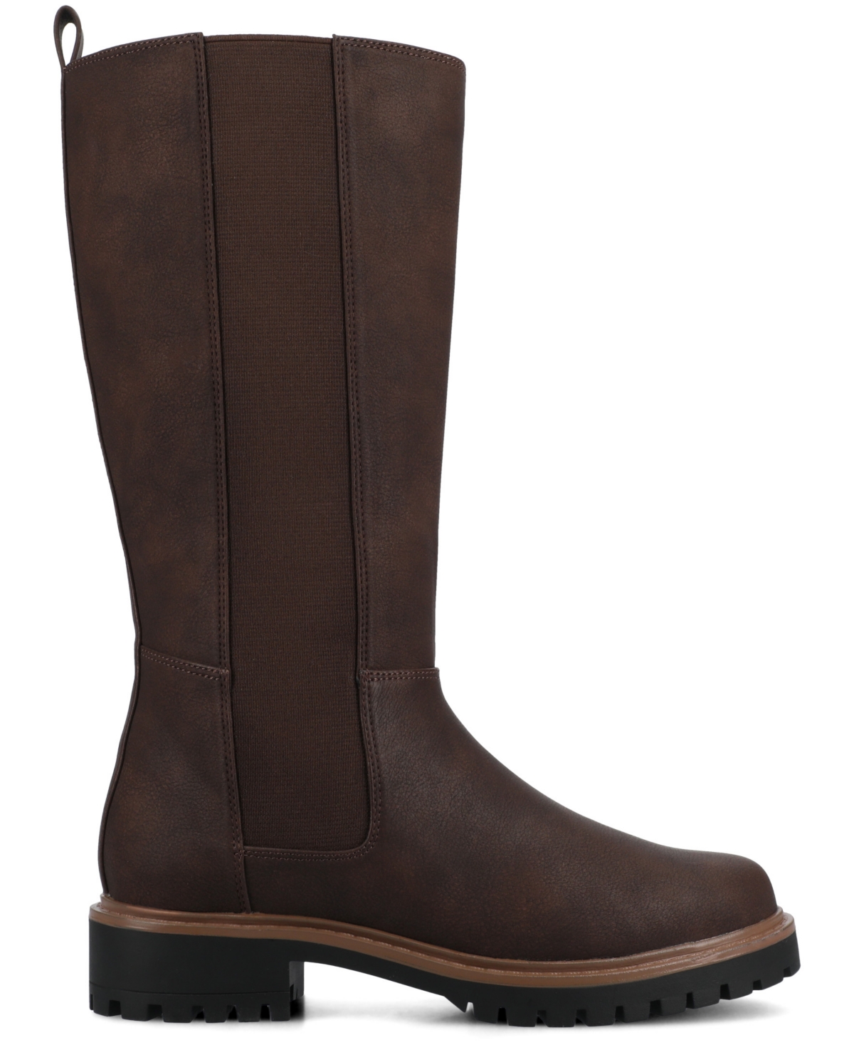 Journee Collection Women's Brandi Lug Sole Wide Calf Knee High Boots In Brown