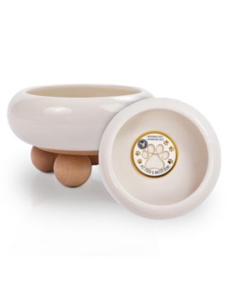 Elevated Bubble Shaped Stoneware Elevated Pet Bowl, Raised Ceramic Food & Water Dish for Dogs and Cats