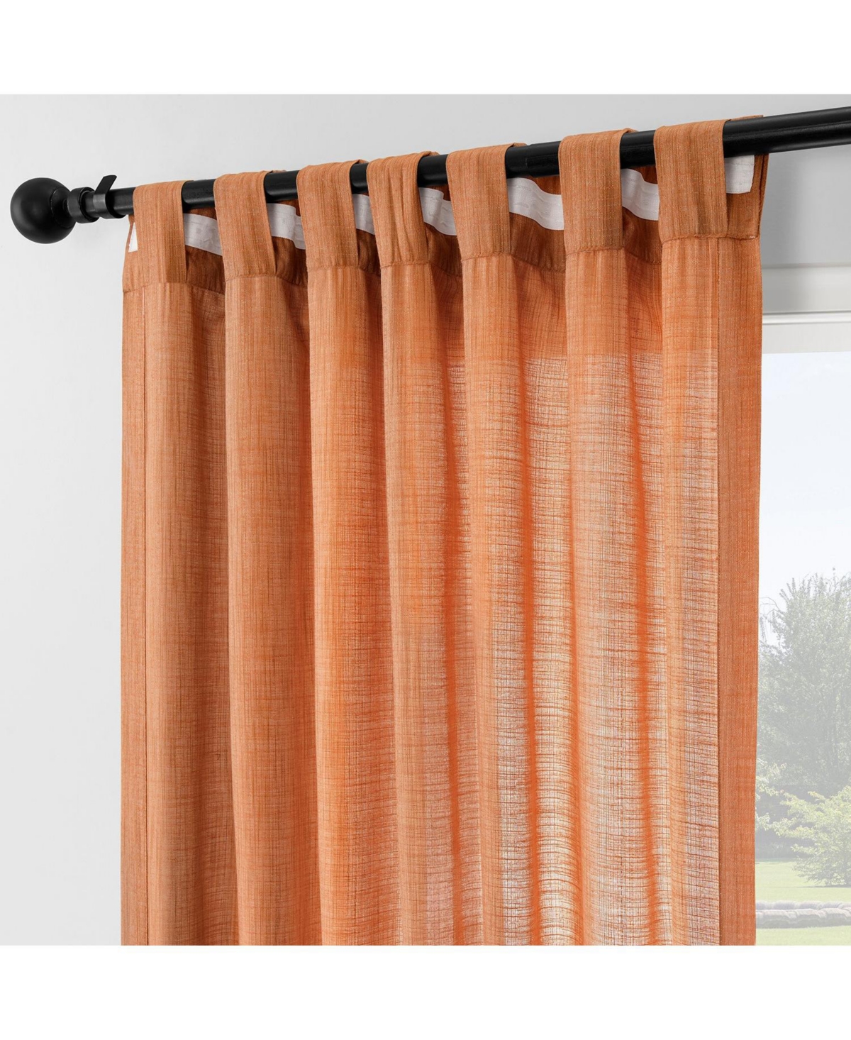 Half Price Drapes Orange Rustic Linen Weave Curtain