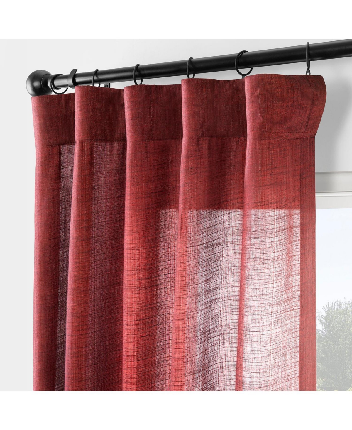 Half Price Drapes Orange Rustic Linen Weave Curtain