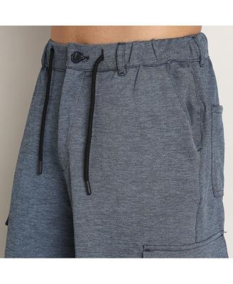 Men's Prussian Blue Heathered-Relaxed Cargo Trousers