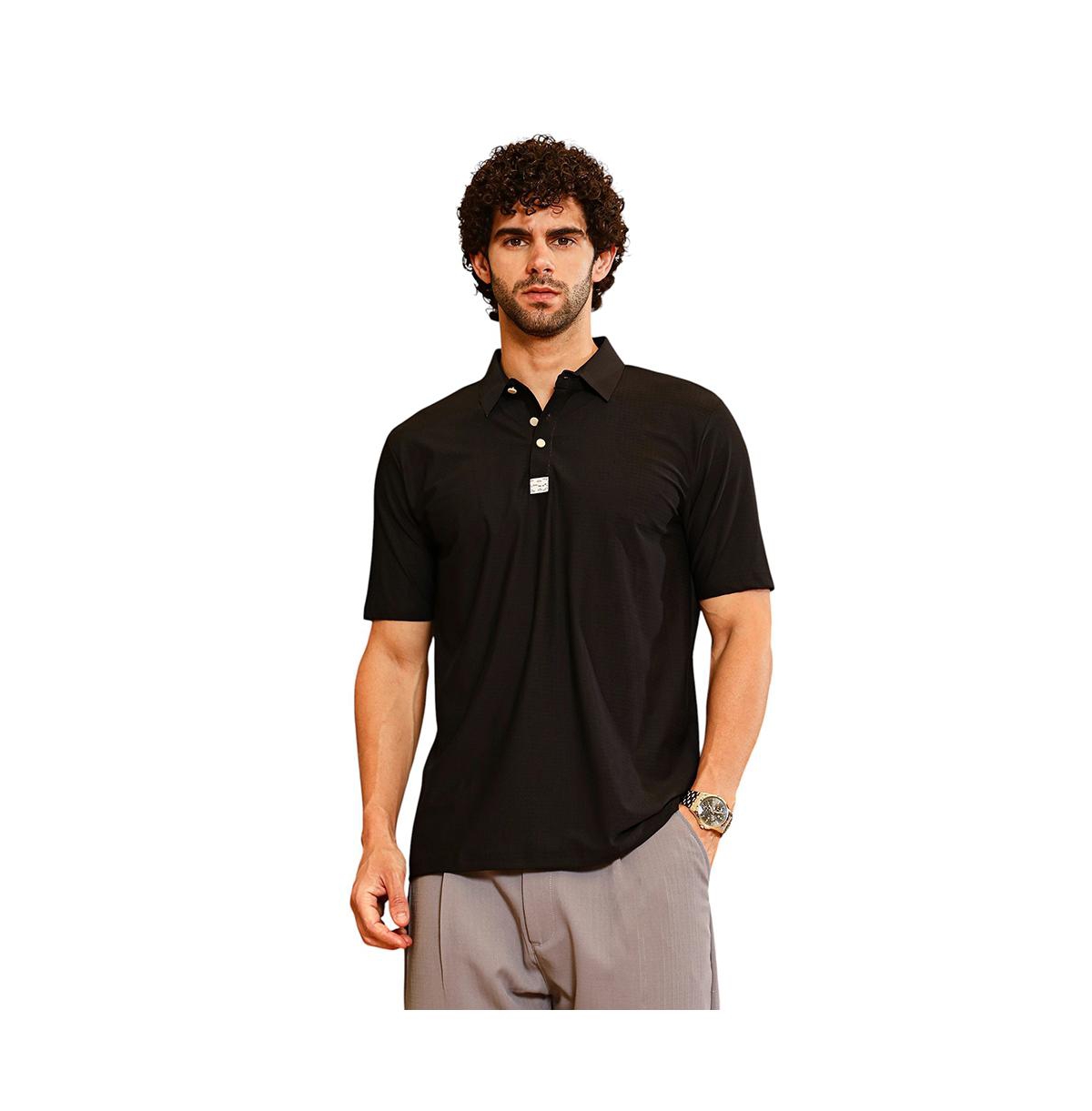 Men's Onyx Black Seamless Cuboid Polo T-Shirt - Black
