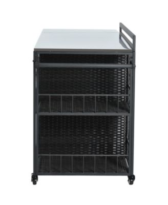 Outdoor Kitchen Island with Storage & Foldable Table