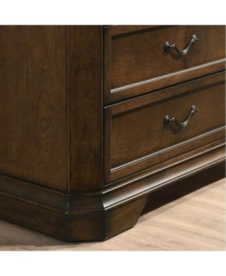 Maderne Traditional Wood 3-Drawer Nightstand, Antique Walnut/Brown