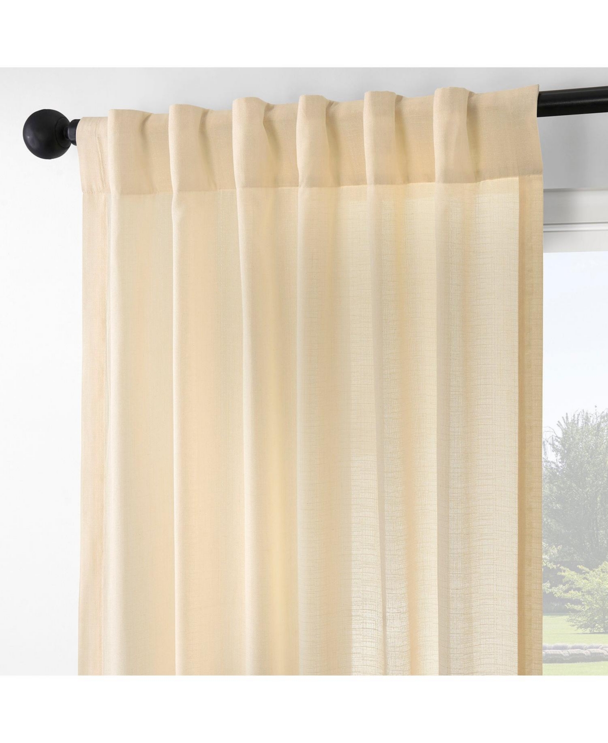 Half Price Drapes Tan Rustic Weave Sheer Linen Curtains (2 Panels) Rod Pocket Window Curtains And Drapes, 50 W X 96 L