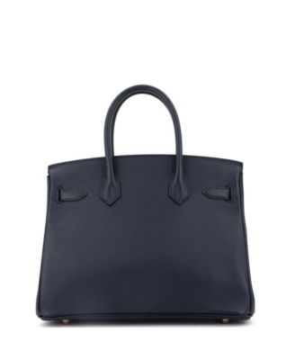 Pre-Owned Hermes Birkin 30 Handbag Blue Epsom with Rose Gold Hardware