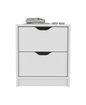 Contemporary Two-Drawer Faux Wood Nightstand with Smooth Glide Storage