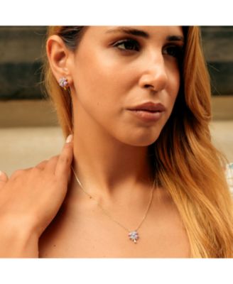 Purple Opal Four Leaf Clover Sterling Silver Necklace