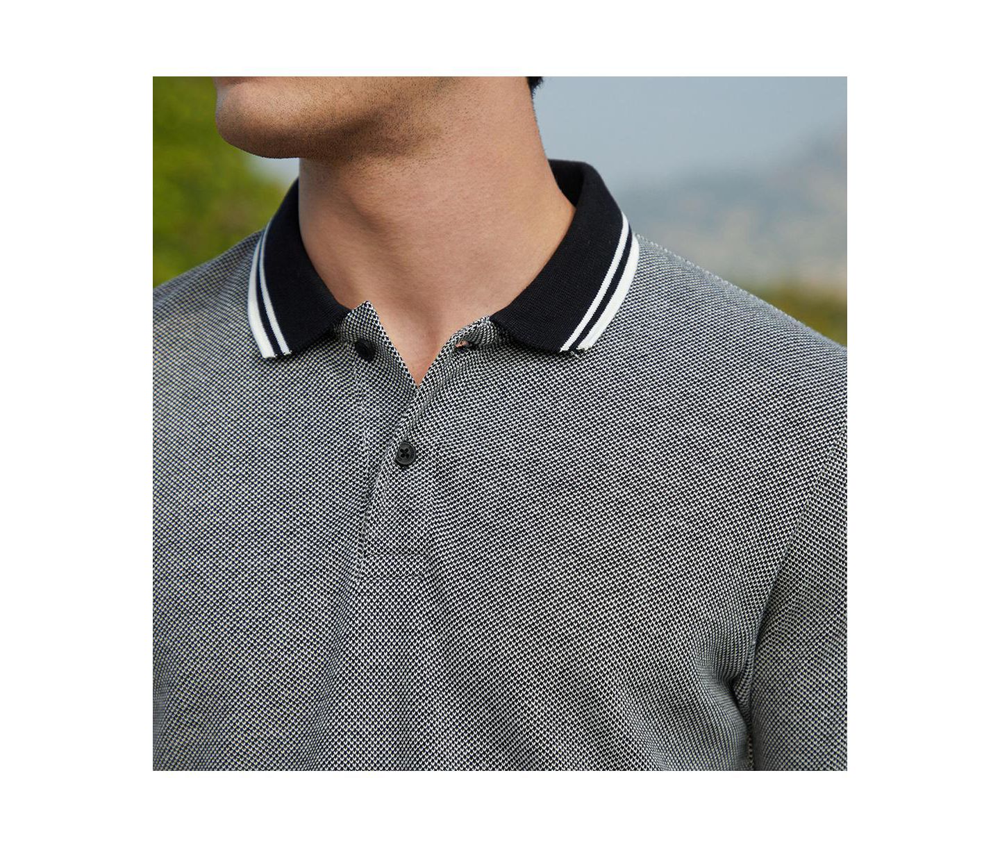 Мужские футболки Cahoot Campus Sutra Onyx Black Duo-Hue Knit Polo, цвет: Чёрный — фото 8