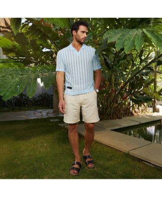 Men's Baby Blue Duo-Striped Relaxed Polo T-Shirt