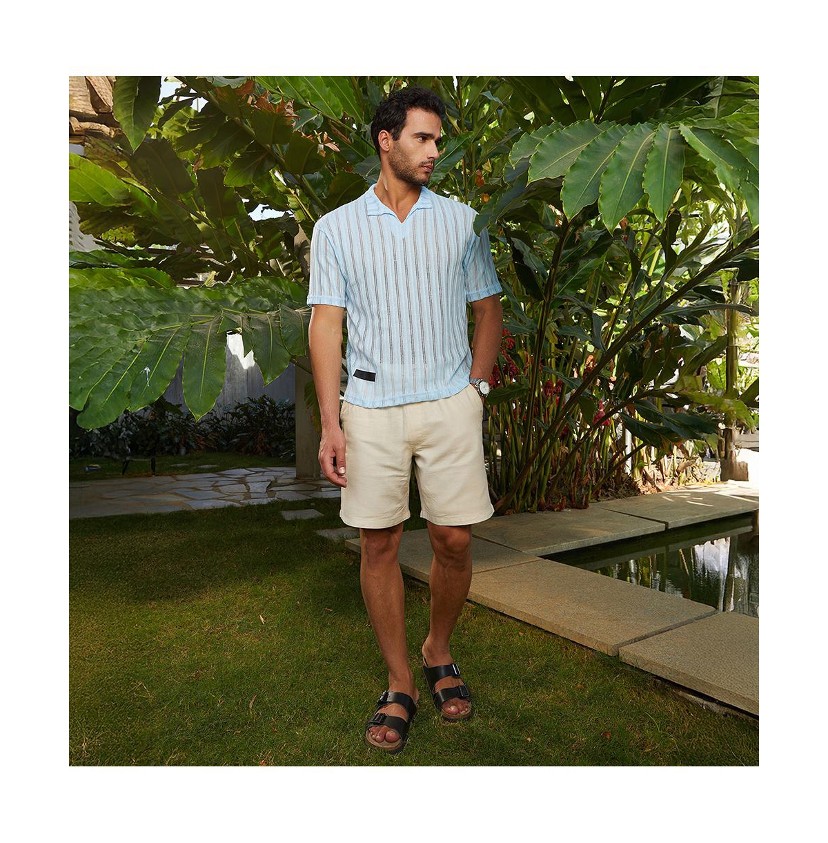 Campus Sutra Men's Baby Blue Duo-Striped Relaxed Polo T-Shirt