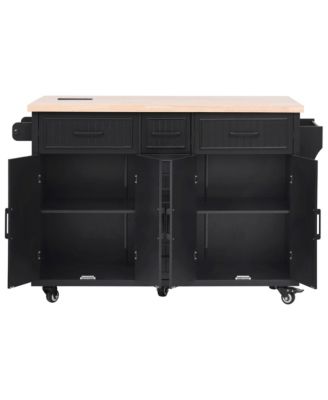 Rolling Kitchen Island with Drop Leaf & Storage