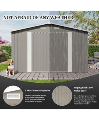 10x14 FT Outdoor Metal Storage Shed with Doors & Vents