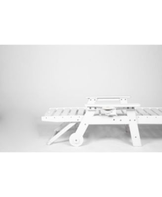Outdoor Chaise Lounge Chair with Wheels & Cup Holder