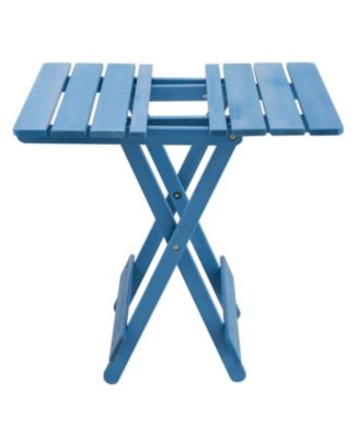 Folding Square Patio Table - Solid Wood, Blue