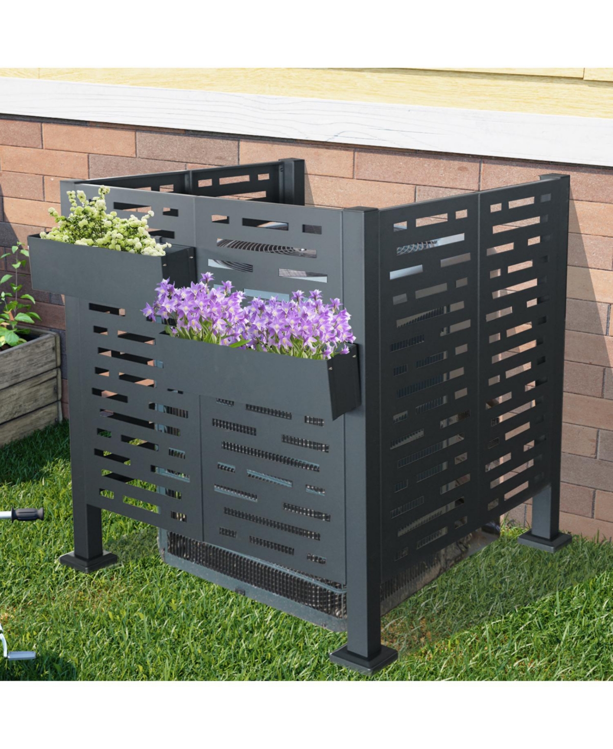 Air Conditioner Privacy Fence - 3.5x3.5 Ft Metal Cover - Charcoal