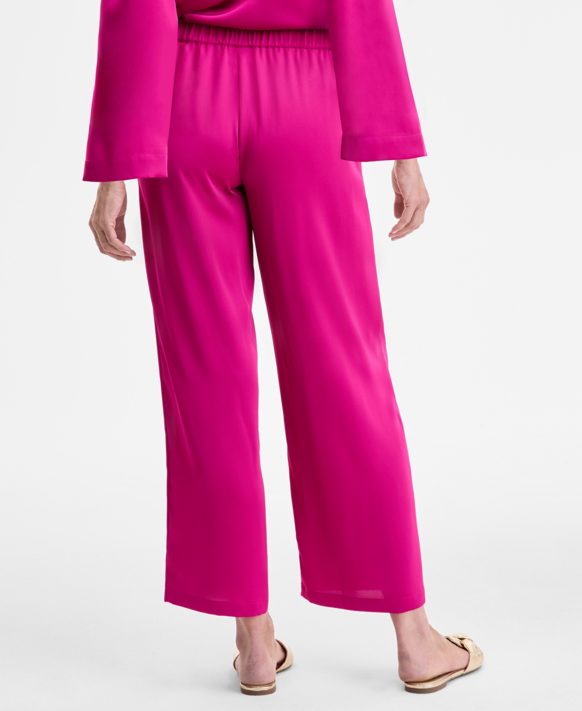 Jm Collection Women's Pull-on Wide-leg Satin Pants, Exclusively At Macy's In Purple