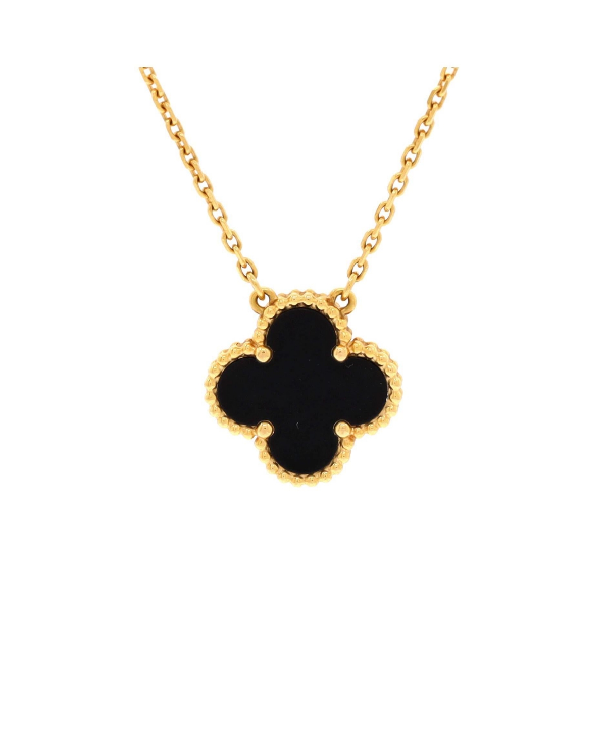 Vintage Alhambra Pendant Necklace 18K Gold and Onyx - 18k gold