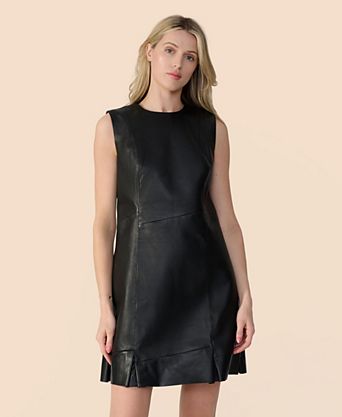 leather dresses women Viola Long Sleeve Faux Midi Dress (Women) a waist women in leather dress Lautaro