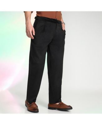 Men's Obsidian Black Veined Tailored Trousers