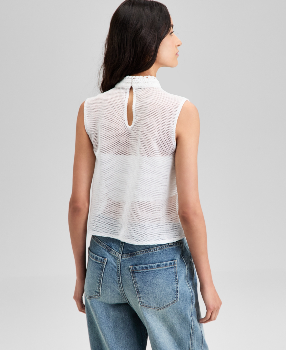 And Now This Petite Crochet Sleeveless Top, Exclusively At Macy's In Brown