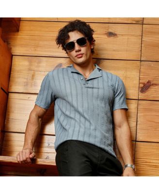 Men's Icy Blue Wicker-Tactitle Polo T-Shirt