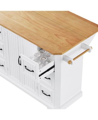 Rolling Kitchen Island Cart - Drop Leaf, Power, Storage