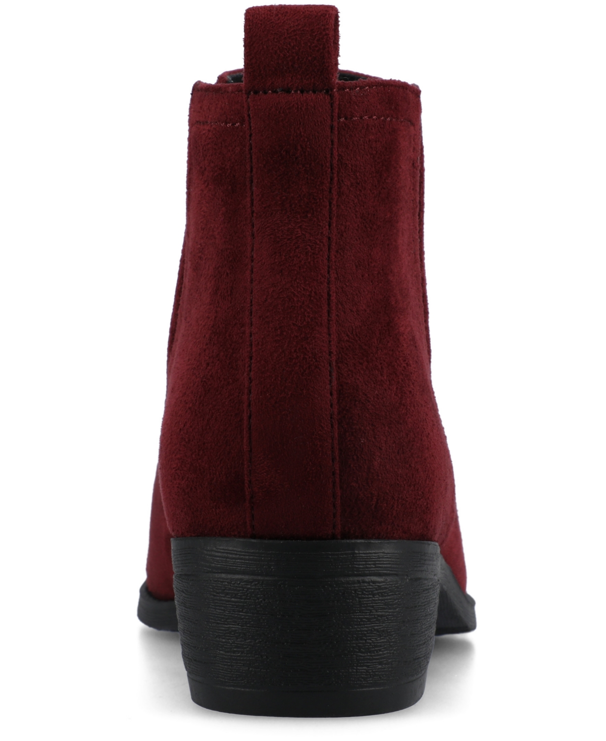 Journee Collection Women's Rimi Notched Ankle Stacked Heel Booties In Burgundy