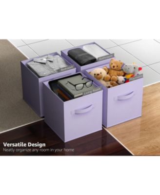 13 Inch Foldable Fabric Storage Cube Bin with Handles- for Organizing Home, Shelves, Nursery, Playroom, Closet and More 13" L x 13" W x 13" H