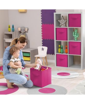 13 Inch Foldable Fabric Storage Cube Bin with Handles- for Organizing Home, Shelves, Nursery, Playroom, Closet and More 13" L x 13" W x 13" H