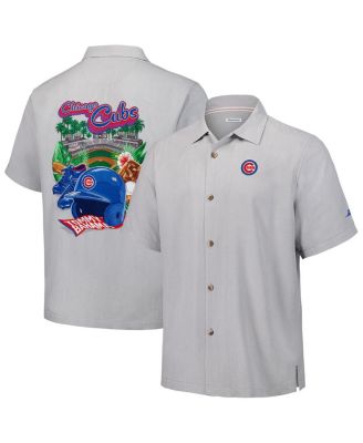 Tommy Bahama - Men's Gray Chicago Cubs Hit and Run Silk Camp Button-Up Shirt