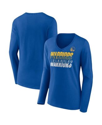 Fanatics - Women's Royal Golden State Warriors Iconic Tumble Long Sleeve V-Neck T-Shirt