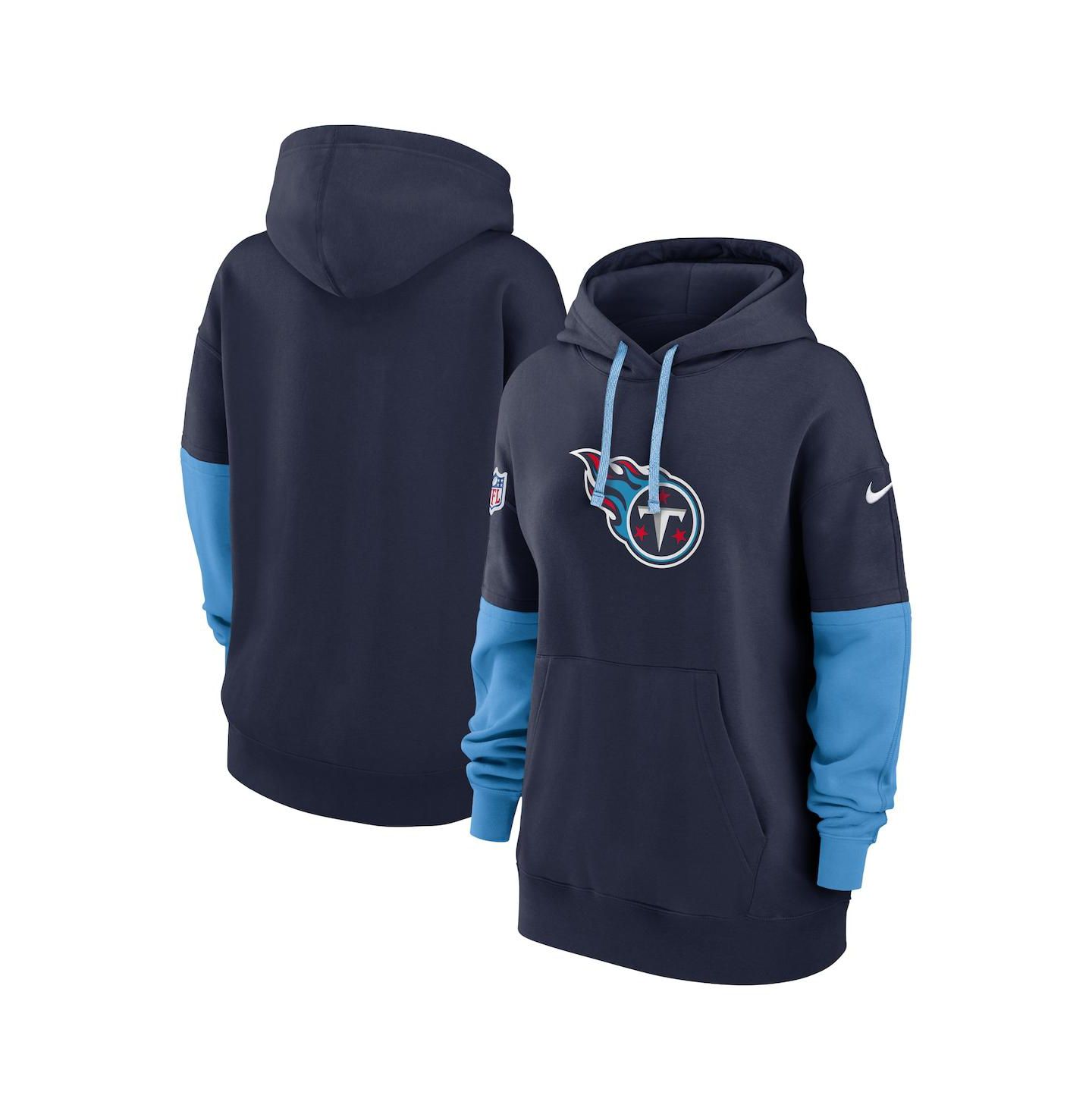 Женское худи Nike Navy Tennessee Titans 2024 Sideline Essential Fleece Pullover — фото 1