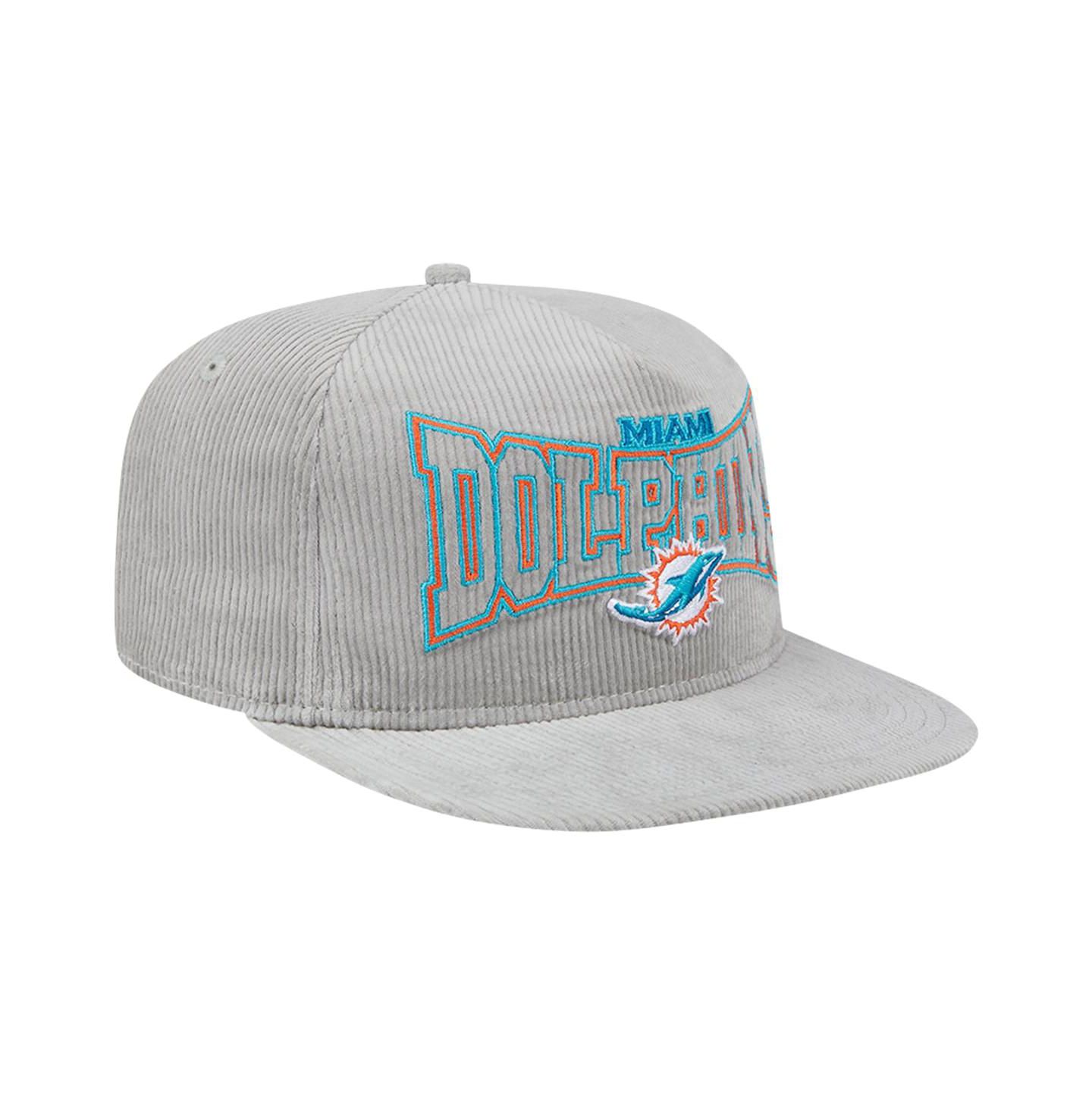 Мужская кепка New Era Gray Miami Dolphins Corduroy Golfer Adjustable Hat — фото 3