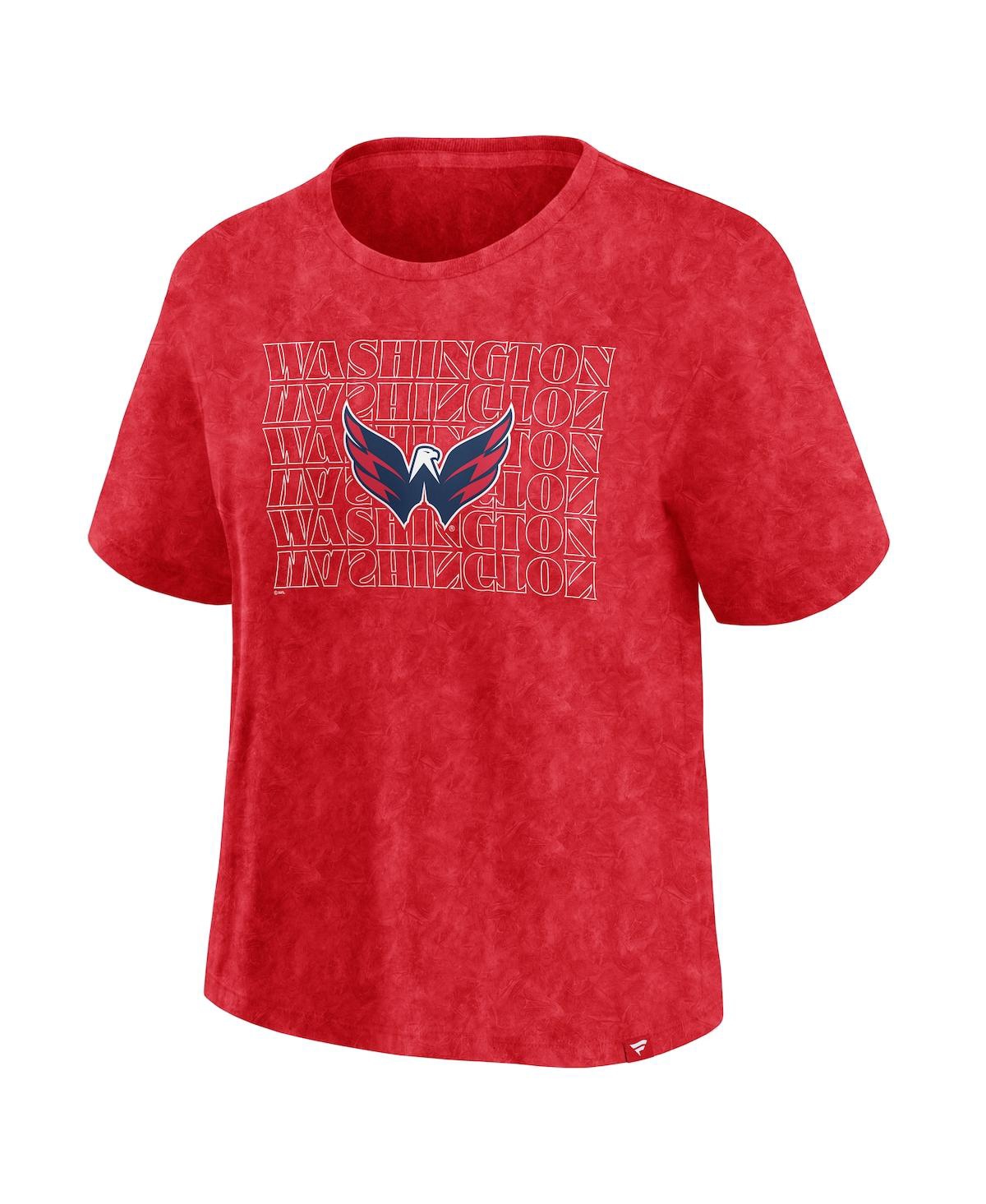 Fanatics Women's Red Washington Capitals Faded Wash T-shirt In Red