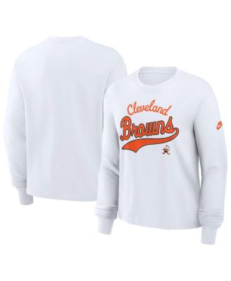 Nike - Women's&nbsp;White Cleveland Browns Essential Long Sleeve Boxy T-Shirt