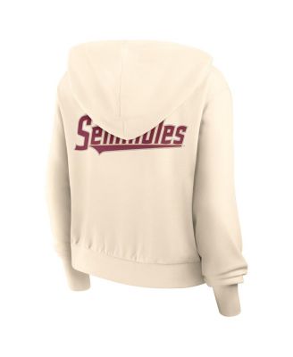 Women's Cream Florida State Seminoles Cropped Chill Full-Zip Hoodie