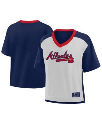 Fanatics - Women's Navy/Graphite Atlanta Braves Oversized Race To Win V-Neck T-Shirt