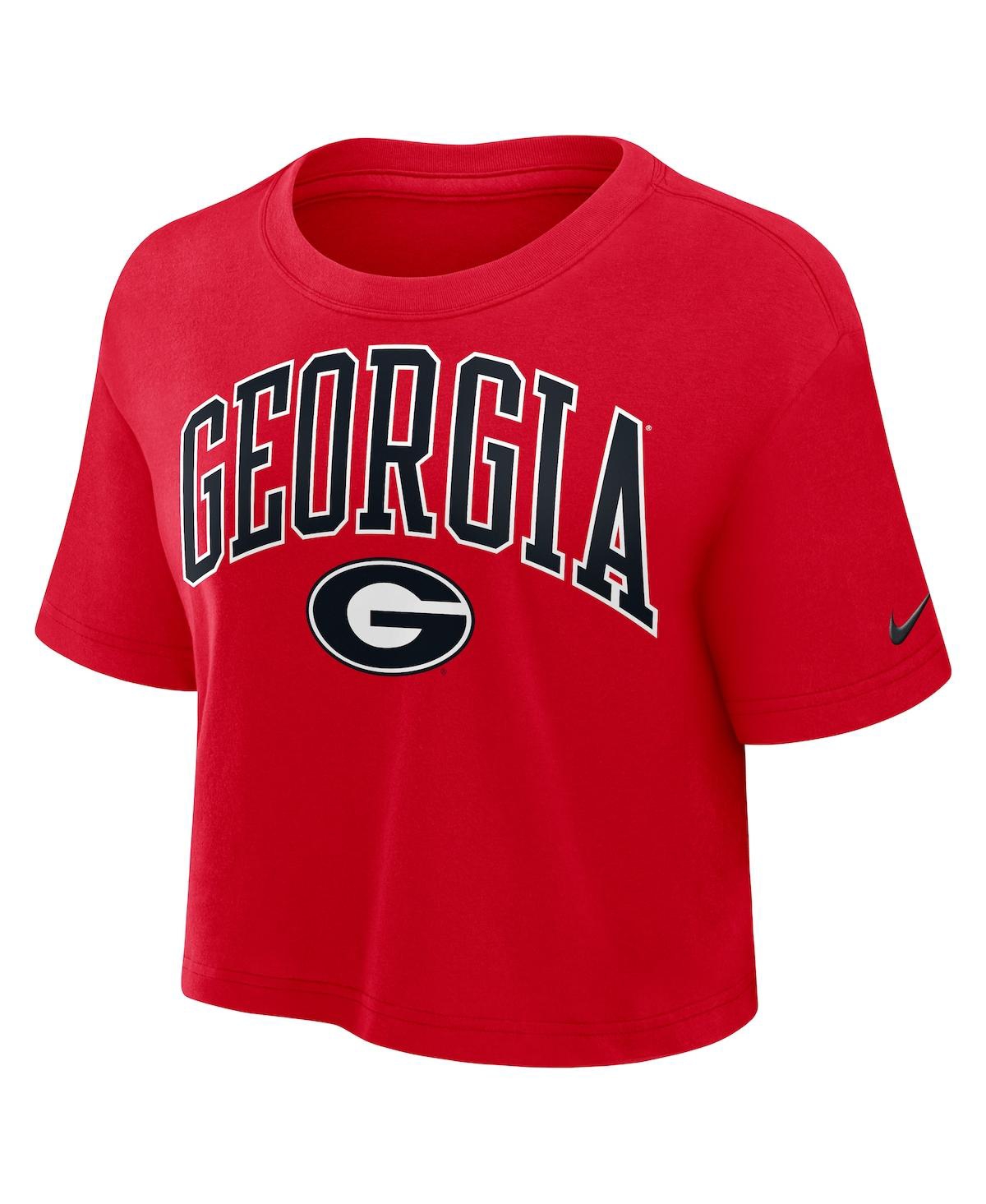 Nike Red Georgia Bulldogs Power Pursuit Athletic Prep Arch Performance Cropped T-shirt