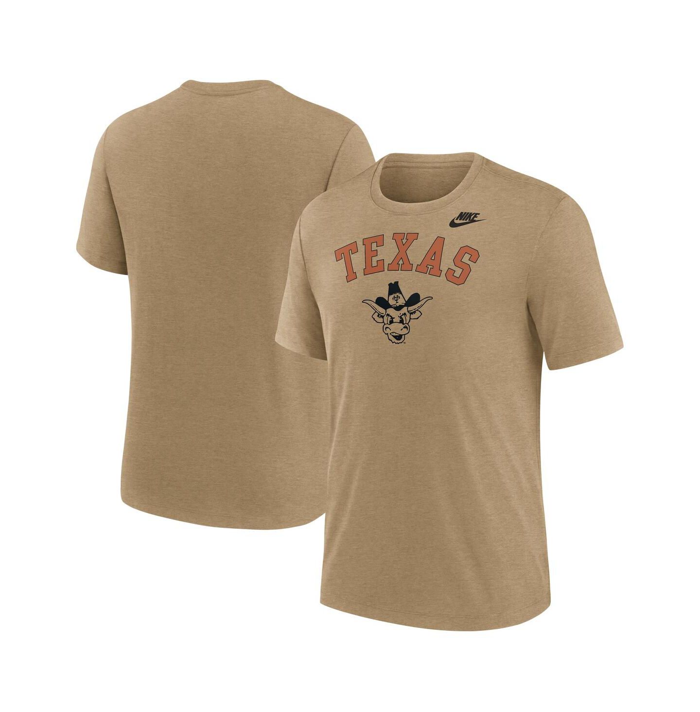 Мужская футболка Nike Heather Light Brown Texas Longhorns Legacy Arch Tri-Blend — фото 1