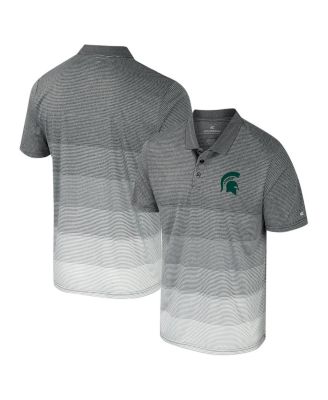 Colosseum - Men's Gray Michigan State Spartans Striped Mesh Polo Shirt